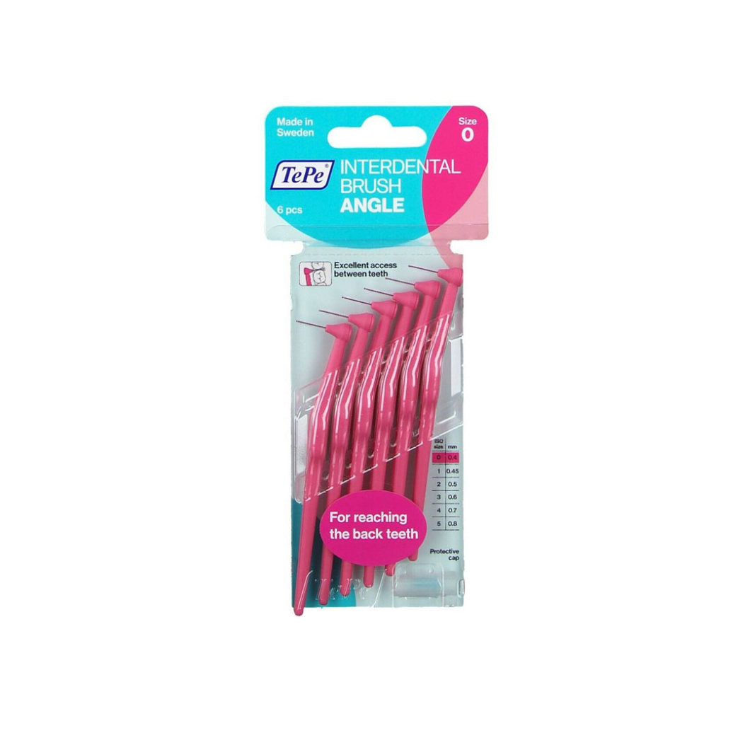 TePe Angle Interdental Brush Size 0 Pink 0.4mm 6pk The House of Mouth™