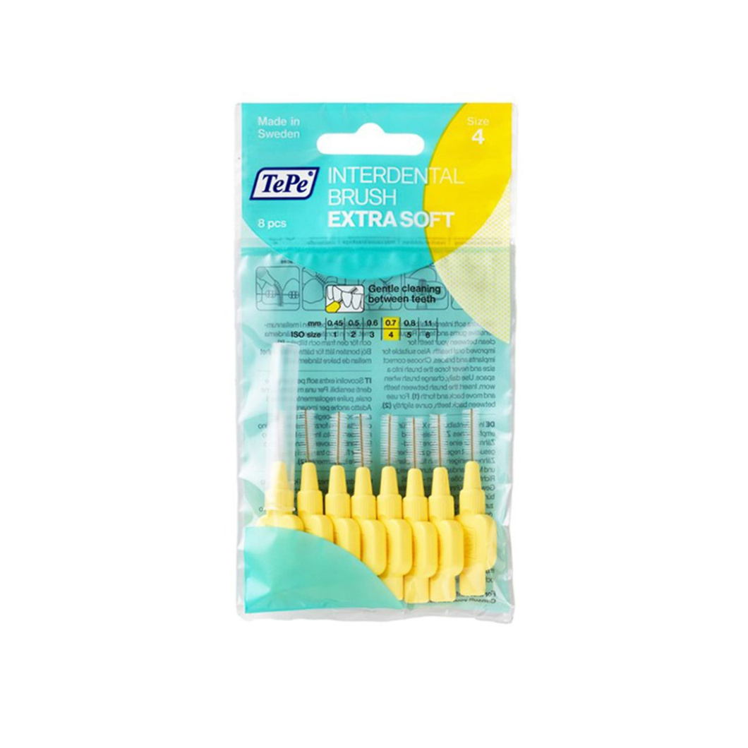 TePe Interdental Brush Extra Soft Size 4 Yellow 0.7mm 8pk The House