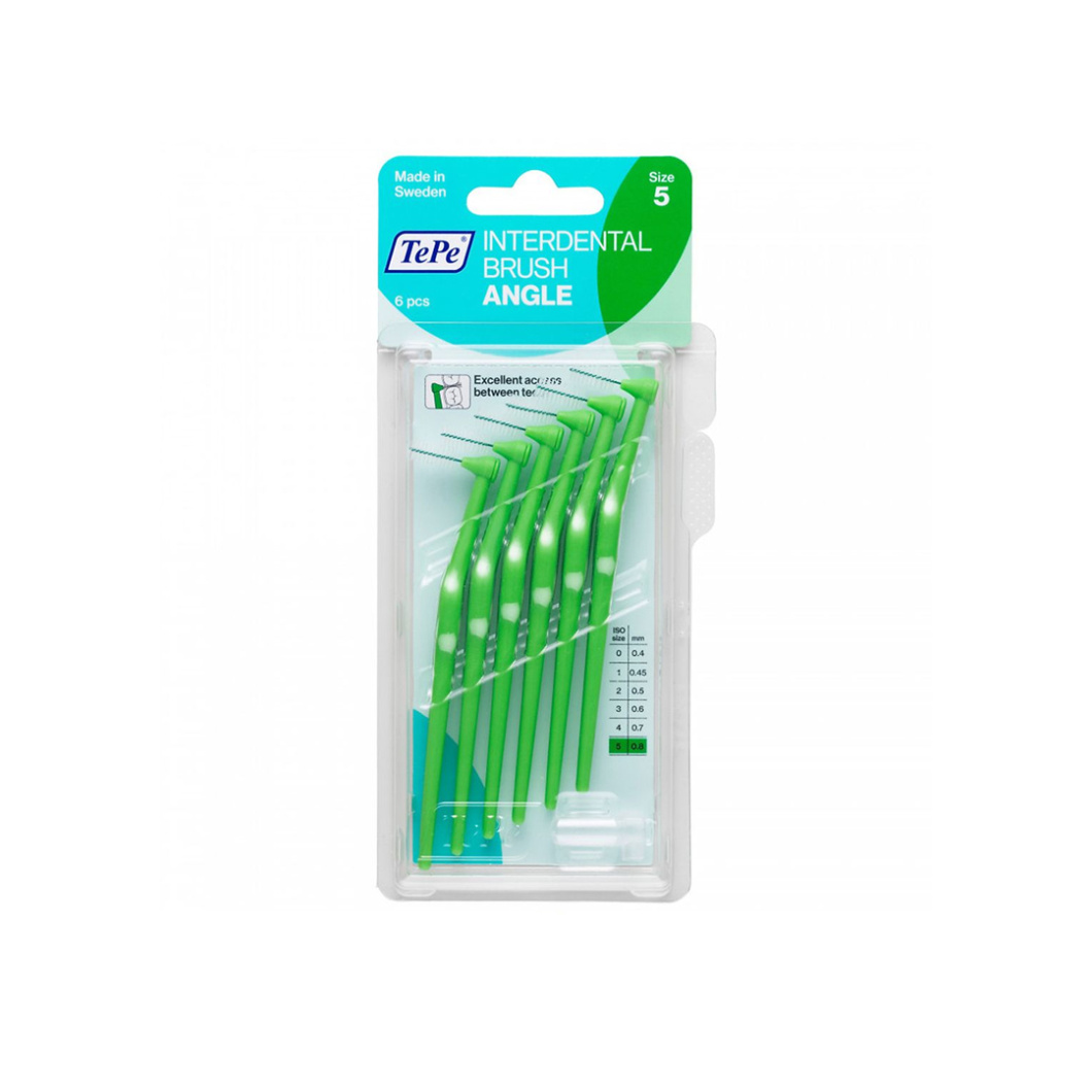 TePe Angle Interdental Brush Size 5 Green 0.8mm 6pk The House of Mouth™