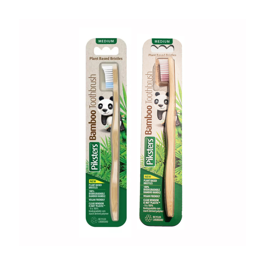 Piksters Bamboo Plant Based Bristles Medium Toothbrush The House of