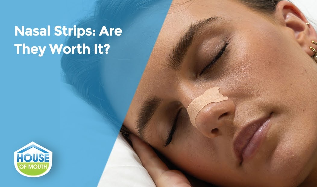 Woman Lying Down Sleeping Wearing Nasal Strips